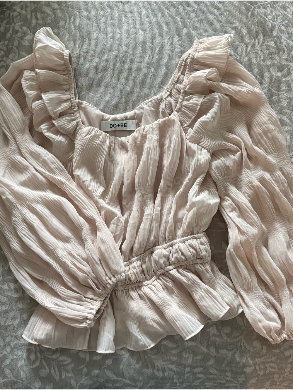 DO+BE Light Blush Ruffled Peasant Blouse